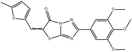 (5Z)-5-[(5-methylfuran-2-yl)methylidene]-2-(3,4,5-trimethoxyphenyl)[1,3]thiazolo[3,2-b][1,2,4]triazol-6(5H)-one Struktur