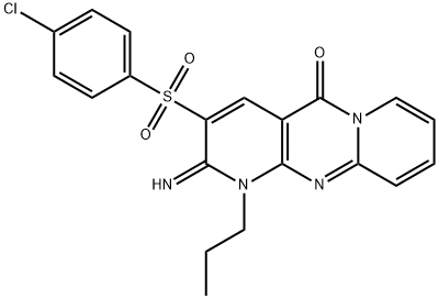 3-[(4-chlorophenyl)sulfonyl]-2-imino-1-propyl-1,2-dihydro-5H-dipyrido[1,2-a:2',3'-d]pyrimidin-5-one Struktur
