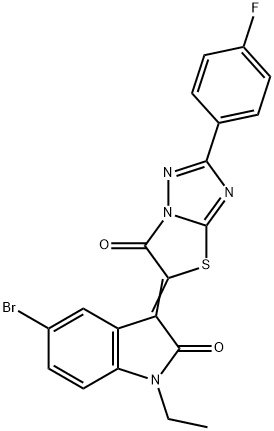(3Z)-5-bromo-1-ethyl-3-[2-(4-fluorophenyl)-6-oxo[1,3]thiazolo[3,2-b][1,2,4]triazol-5(6H)-ylidene]-1,3-dihydro-2H-indol-2-one,577983-58-5,结构式