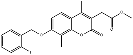 methyl {7-[(2-fluorobenzyl)oxy]-4,8-dimethyl-2-oxo-2H-chromen-3-yl}acetate Structure