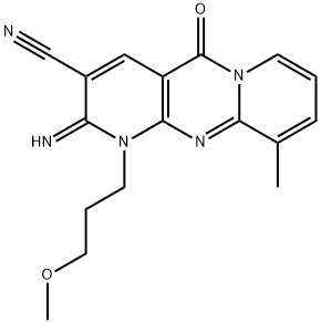 2-imino-1-(3-methoxypropyl)-10-methyl-5-oxo-1,5-dihydro-2H-dipyrido[1,2-a:2,3-d]pyrimidine-3-carbonitrile,577988-24-0,结构式
