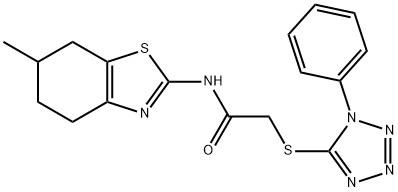 N-(6-methyl-4,5,6,7-tetrahydro-1,3-benzothiazol-2-yl)-2-[(1-phenyl-1H-tetrazol-5-yl)sulfanyl]acetamide,577989-61-8,结构式