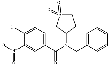 N-benzyl-4-chloro-N-(1,1-dioxidotetrahydrothiophen-3-yl)-3-nitrobenzamide,577996-11-3,结构式