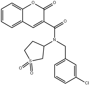 N-(3-chlorobenzyl)-N-(1,1-dioxidotetrahydrothiophen-3-yl)-2-oxo-2H-chromene-3-carboxamide,578722-29-9,结构式