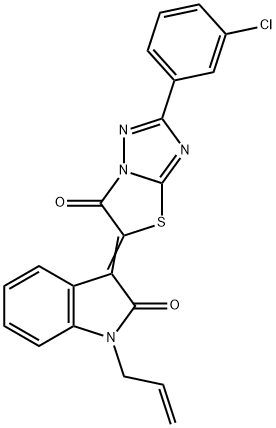 (3Z)-3-[2-(3-chlorophenyl)-6-oxo[1,3]thiazolo[3,2-b][1,2,4]triazol-5(6H)-ylidene]-1-(prop-2-en-1-yl)-1,3-dihydro-2H-indol-2-one,578744-17-9,结构式