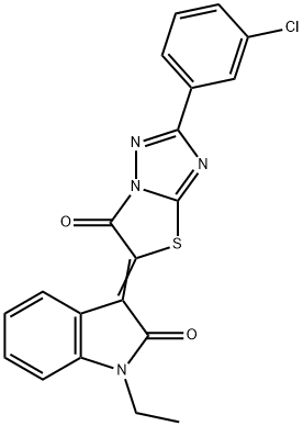 (3Z)-3-[2-(3-chlorophenyl)-6-oxo[1,3]thiazolo[3,2-b][1,2,4]triazol-5(6H)-ylidene]-1-ethyl-1,3-dihydro-2H-indol-2-one,578746-15-3,结构式