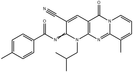 N-(3-cyano-1-isobutyl-10-methyl-5-oxo-1,5-dihydro-2H-dipyrido[1,2-a:2,3-d]pyrimidin-2-ylidene)-4-methylbenzamide,578759-51-0,结构式