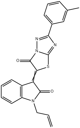 (3Z)-3-[2-(3-methylphenyl)-6-oxo[1,3]thiazolo[3,2-b][1,2,4]triazol-5(6H)-ylidene]-1-(prop-2-en-1-yl)-1,3-dihydro-2H-indol-2-one 结构式