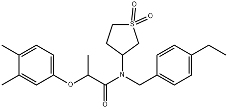2-(3,4-dimethylphenoxy)-N-(1,1-dioxidotetrahydro-3-thienyl)-N-(4-ethylbenzyl)propanamide,579442-56-1,结构式