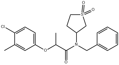 N-benzyl-2-(4-chloro-3-methylphenoxy)-N-(1,1-dioxidotetrahydrothiophen-3-yl)propanamide Struktur