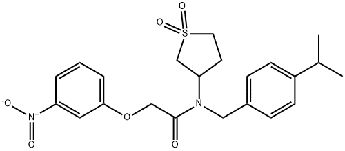 N-(1,1-dioxidotetrahydro-3-thienyl)-2-{3-nitrophenoxy}-N-(4-isopropylbenzyl)acetamide Struktur