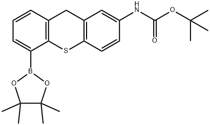 tert-butyl 5-(4,4,5,5-tetramethyl-1,3,2-dioxaborolan-2-yl)-9H-thioxanthen-2-ylcarbamate Struktur