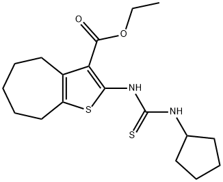 590350-47-3 ethyl 2-(3-cyclopentylthioureido)-5,6,7,8-tetrahydro-4H-cyclohepta[b]thiophene-3-carboxylate