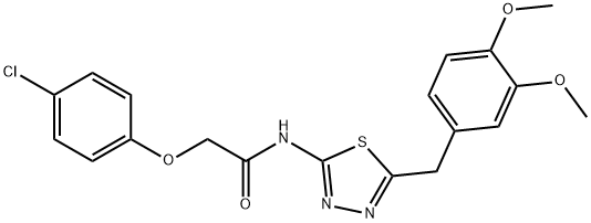 2-(4-chlorophenoxy)-N-[5-(3,4-dimethoxybenzyl)-1,3,4-thiadiazol-2-yl]acetamide Struktur