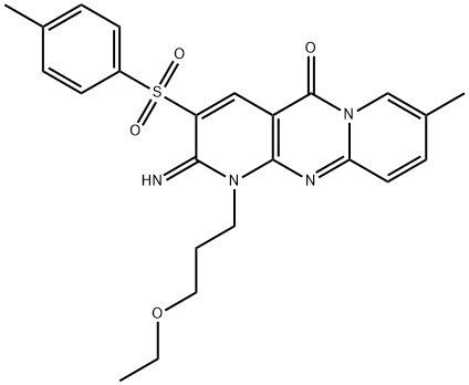 1-(3-ethoxypropyl)-2-imino-8-methyl-3-[(4-methylphenyl)sulfonyl]-1,2-dihydro-5H-dipyrido[1,2-a:2,3-d]pyrimidin-5-one Struktur