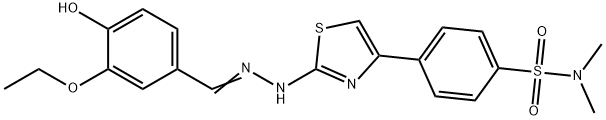 (Z)-4-(2-(2-(3-ethoxy-4-hydroxybenzylidene)hydrazinyl)thiazol-4-yl)-N,N-dimethylbenzenesulfonamide Structure