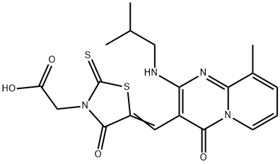 608497-19-4 [(5Z)-5-({9-methyl-2-[(2-methylpropyl)amino]-4-oxo-4H-pyrido[1,2-a]pyrimidin-3-yl}methylidene)-4-oxo-2-thioxo-1,3-thiazolidin-3-yl]acetic acid