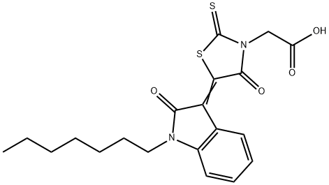 611186-09-5 (Z)-2-(5-(1-heptyl-2-oxoindolin-3-ylidene)-4-oxo-2-thioxothiazolidin-3-yl)acetic acid