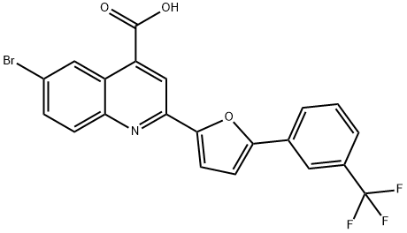 6-bromo-2-{5-[3-(trifluoromethyl)phenyl]furan-2-yl}quinoline-4-carboxylic acid 结构式