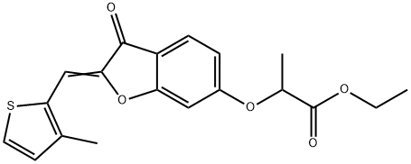 ethyl 2-({(2Z)-2-[(3-methylthiophen-2-yl)methylidene]-3-oxo-2,3-dihydro-1-benzofuran-6-yl}oxy)propanoate Struktur