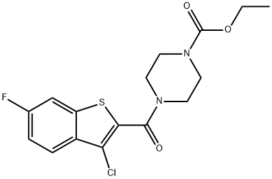 ethyl 4-(3-chloro-6-fluorobenzo[b]thiophene-2-carbonyl)piperazine-1-carboxylate Structure