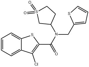 3-chloro-N-(1,1-dioxidotetrahydrothiophen-3-yl)-N-(thiophen-2-ylmethyl)-1-benzothiophene-2-carboxamide Struktur