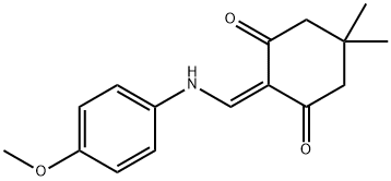 2-{[(4-methoxyphenyl)amino]methylene}-5,5-dimethyl-1,3-cyclohexanedione Struktur