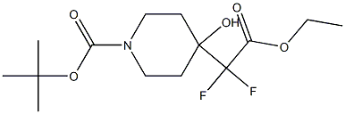 tert-butyl 4-(2-ethoxy-1,1-difluoro-2-oxoethyl)-4-hydroxypiperidine-1-carboxylate 化学構造式