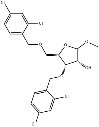 Methyl 3,5-di-O-(2,4-dichlorobenzyl)-D-ribofuranoside, 636581-81-2, 结构式