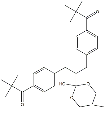 BIS(4-PIVALOYLBENZYL)ACETIC ACID 2,2-DIMETHYLTRIMETHYLENE ACETAL Struktur