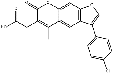 [3-(4-Chloro-phenyl)-5-methyl-7-oxo-7H-furo[3,2-g]chromen-6-yl]-acetic acid Structure