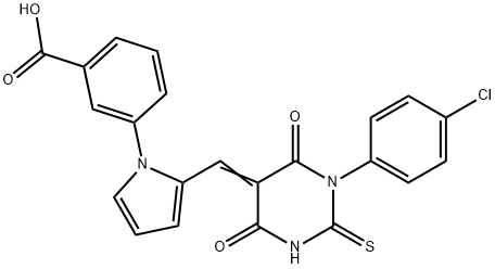 3-(2-{(E)-[1-(4-chlorophenyl)-4,6-dioxo-2-thioxotetrahydropyrimidin-5(2H)-ylidene]methyl}-1H-pyrrol-1-yl)benzoic acid Structure