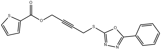 4-[(5-phenyl-1,3,4-oxadiazol-2-yl)sulfanyl]but-2-yn-1-yl thiophene-2-carboxylate,669715-51-9,结构式