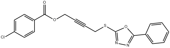 4-[(5-phenyl-1,3,4-oxadiazol-2-yl)sulfanyl]-2-butynyl 4-chlorobenzoate Struktur