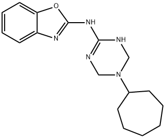 N-(5-cycloheptyl-1,4,5,6-tetrahydro-1,3,5-triazin-2-yl)-1,3-benzoxazol-2-amine Structure