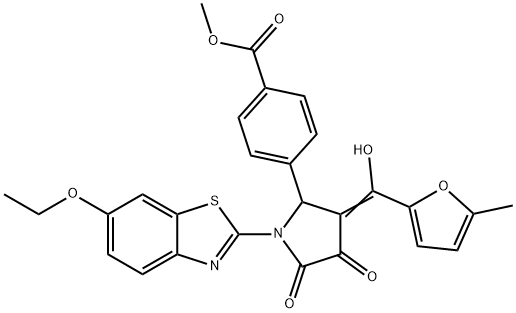 (E)-methyl 4-(1-(6-ethoxybenzo[d]thiazol-2-yl)-3-(hydroxy(5-methylfuran-2-yl)methylene)-4,5-dioxopyrrolidin-2-yl)benzoate Structure