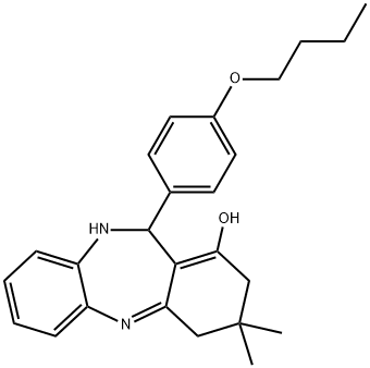 11-(4-butoxyphenyl)-3,3-dimethyl-3,4,10,11-tetrahydro-2H-dibenzo[b,e][1,4]diazepin-1-ol Structure