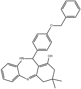 11-(4-(benzyloxy)phenyl)-3,3-dimethyl-3,4,10,11-tetrahydro-2H-dibenzo[b,e][1,4]diazepin-1-ol Structure