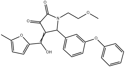 (E)-4-(hydroxy(5-methylfuran-2-yl)methylene)-1-(2-methoxyethyl)-5-(3-phenoxyphenyl)pyrrolidine-2,3-dione Structure