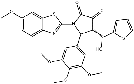 (E)-4-(hydroxy(thiophen-2-yl)methylene)-1-(6-methoxybenzo[d]thiazol-2-yl)-5-(3,4,5-trimethoxyphenyl)pyrrolidine-2,3-dione Structure