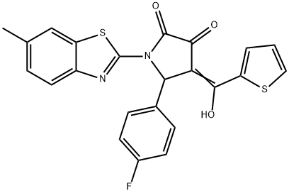 (E)-5-(4-fluorophenyl)-4-(hydroxy(thiophen-2-yl)methylene)-1-(6-methylbenzo[d]thiazol-2-yl)pyrrolidine-2,3-dione Structure
