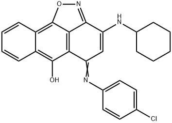 (E)-5-((4-chlorophenyl)imino)-3-(cyclohexylamino)-5H-anthra[1,9-cd]isoxazol-6-ol Structure