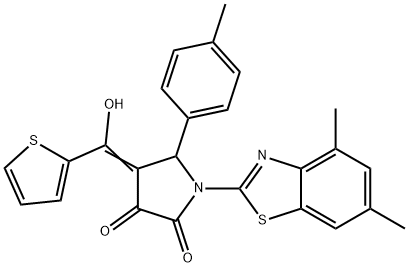 (E)-1-(4,6-dimethylbenzo[d]thiazol-2-yl)-4-(hydroxy(thiophen-2-yl)methylene)-5-(p-tolyl)pyrrolidine-2,3-dione Structure