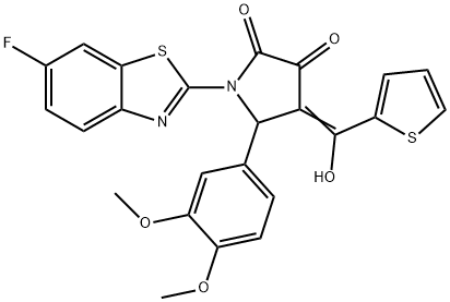 (E)-5-(3,4-dimethoxyphenyl)-1-(6-fluorobenzo[d]thiazol-2-yl)-4-(hydroxy(thiophen-2-yl)methylene)pyrrolidine-2,3-dione Structure