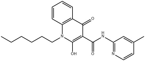 1-hexyl-2-hydroxy-N-(4-methylpyridin-2-yl)-4-oxo-1,4-dihydroquinoline-3-carboxamide Struktur