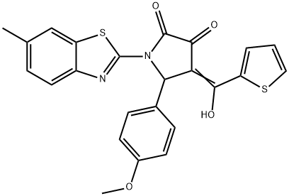 (E)-4-(hydroxy(thiophen-2-yl)methylene)-5-(4-methoxyphenyl)-1-(6-methylbenzo[d]thiazol-2-yl)pyrrolidine-2,3-dione Structure