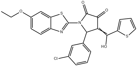 (E)-5-(3-chlorophenyl)-1-(6-ethoxybenzo[d]thiazol-2-yl)-4-(hydroxy(thiophen-2-yl)methylene)pyrrolidine-2,3-dione Structure