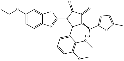 (E)-5-(2,3-dimethoxyphenyl)-1-(6-ethoxybenzo[d]thiazol-2-yl)-4-(hydroxy(5-methylfuran-2-yl)methylene)pyrrolidine-2,3-dione Structure