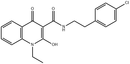 N-(4-chlorophenethyl)-1-ethyl-2-hydroxy-4-oxo-1,4-dihydroquinoline-3-carboxamide 化学構造式
