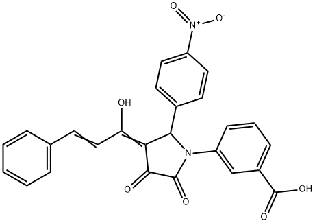3-((Z)-3-((Z)-1-hydroxy-3-phenylallylidene)-2-(4-nitrophenyl)-4,5-dioxopyrrolidin-1-yl)benzoic acid Struktur